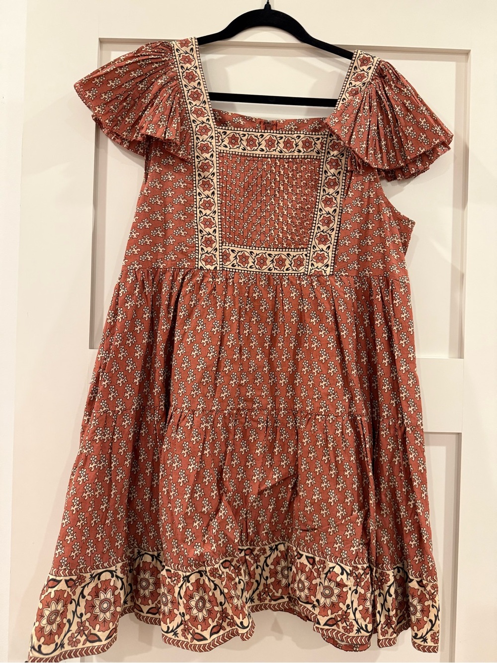 NWOT Sea NY Rust Floral Boho Dress with Contrast Yoke